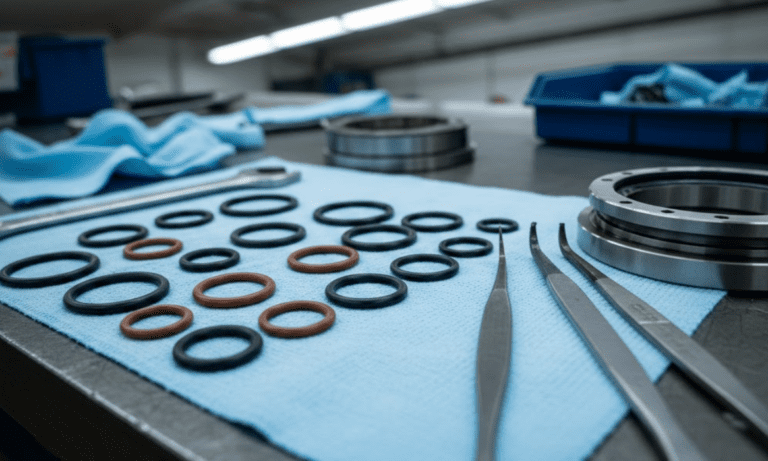 Can You Repair a Mechanical Seal Yourself as a DIY Project? 4 Replacement O-rings and seal picks laid out on a maintenance workbench next to a disassembled pump seal component