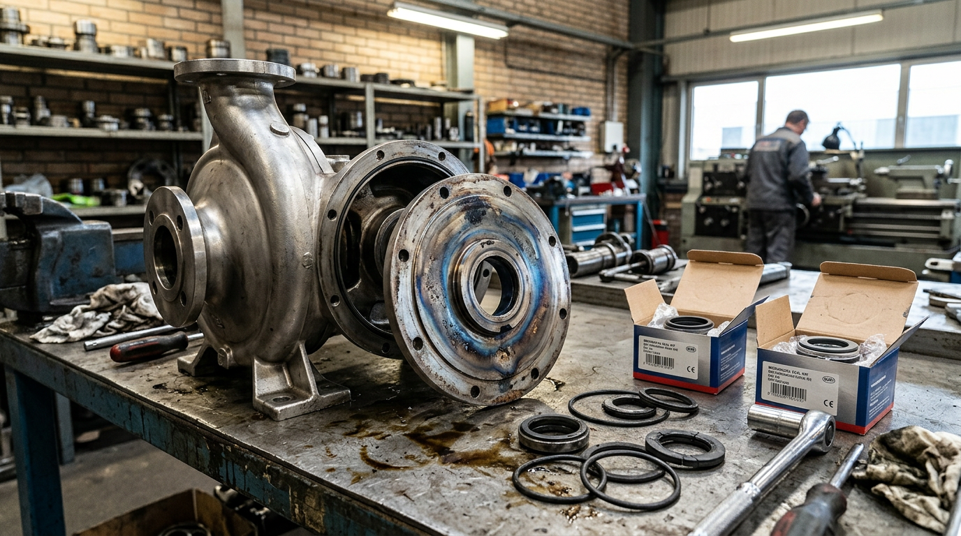 Cost-Effective Mechanical Seals for Clean Water Pumps 4 Damaged pump seal plate with heat discoloration that causes repeated mechanical seal failures illustrating false economy in clean water pump maintenance