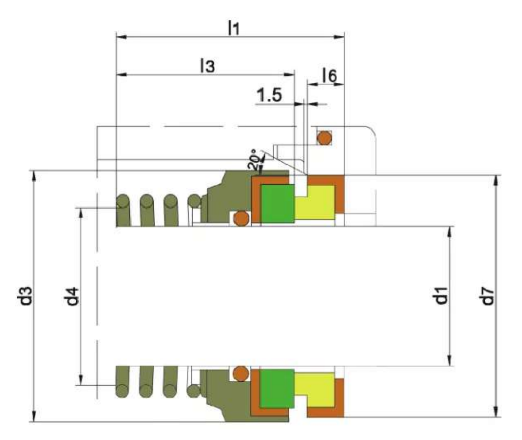 WM 101 section drawing with dimension letters