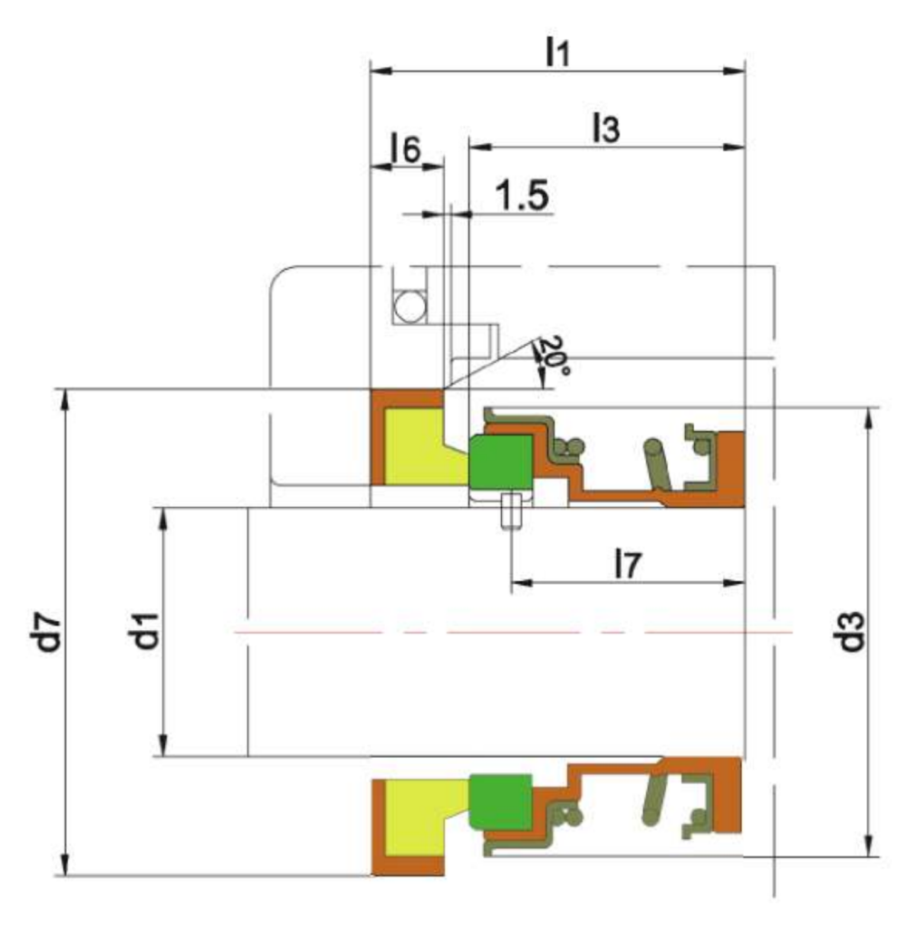WM 102 section drawing with dimension letters
