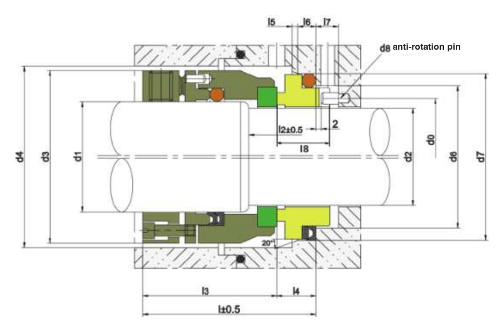 WM 105B section drawing with dimension letters
