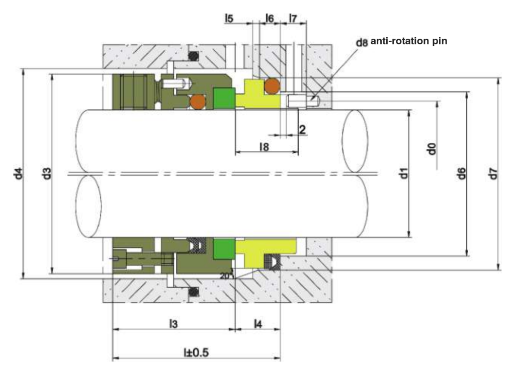 WM 105U section drawing with dimension letters