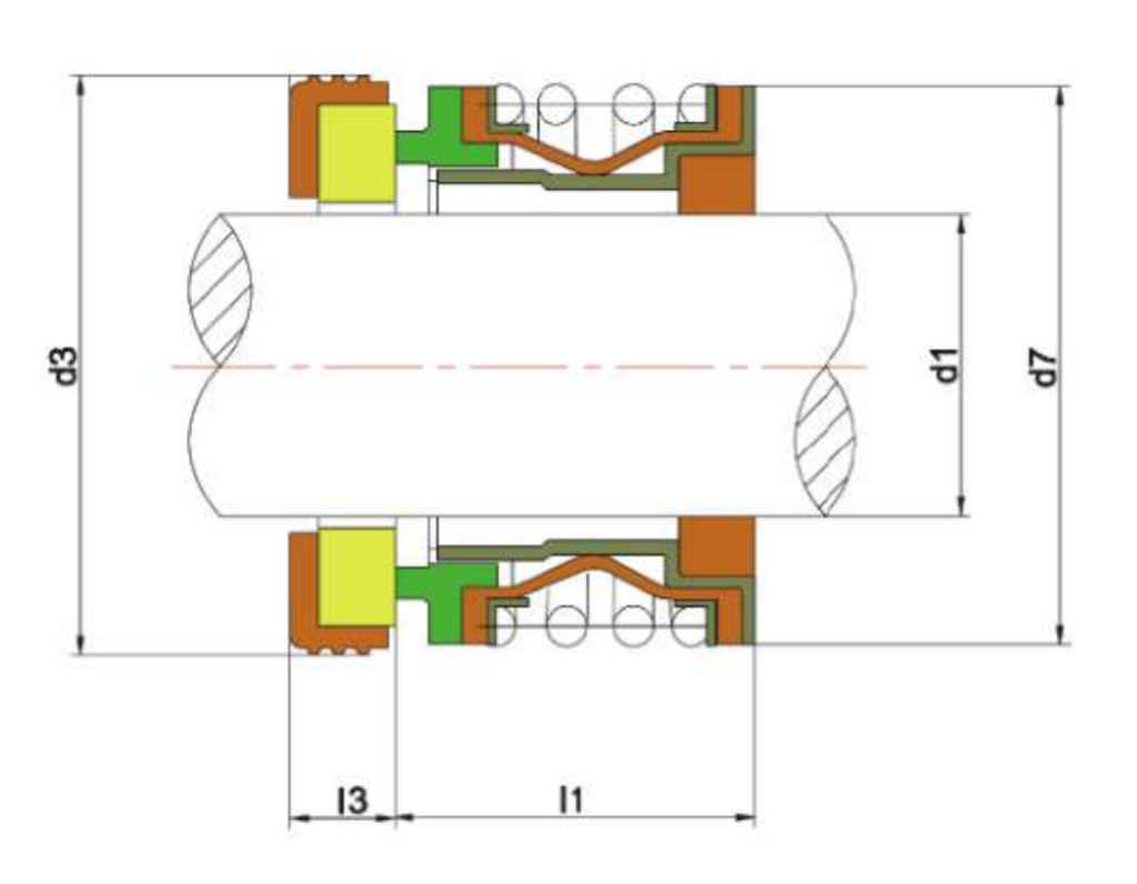 WM 166/E section drawing with dimension letters